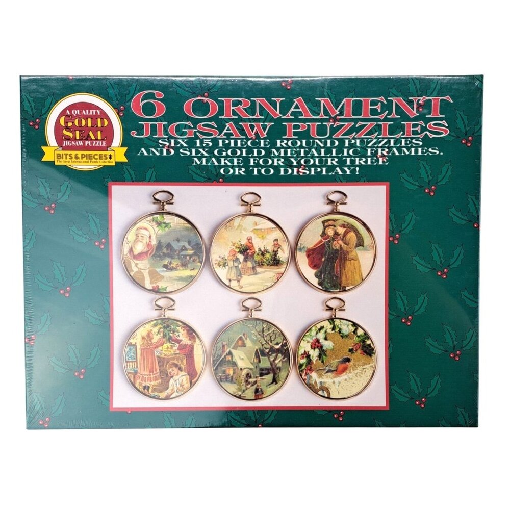 Vintage Jigsaw Puzzle Ornaments Bits Pieces Holiday Christmas New Sealed 11-0177
